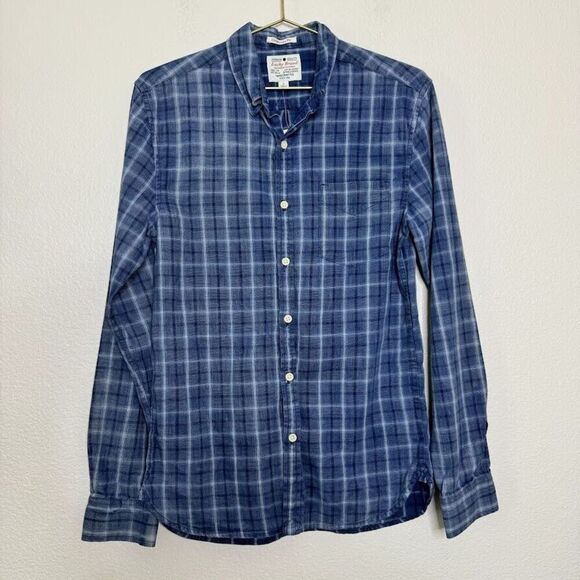 Lucky Brand Shirt Mens Small Plaid California Fit Blue Handcrafted Button Down - Picture 2 of 11